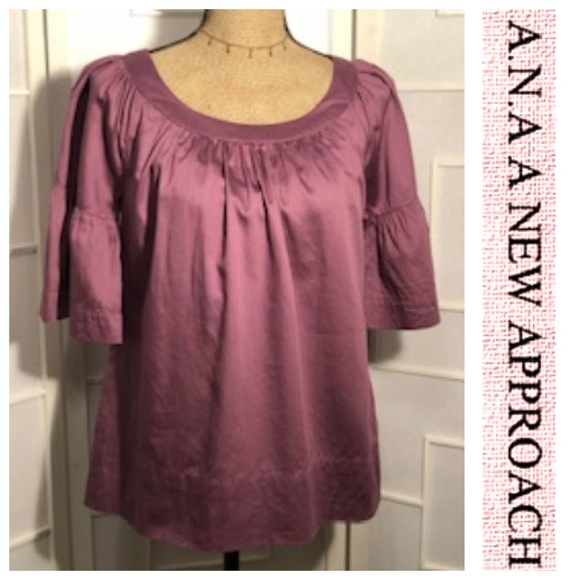 A.N.A. Mauve Bell Sleeve Shirt - Picture 1 of 6